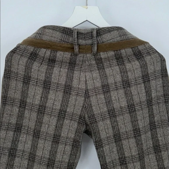 Dolce & Gabbana Plaid Tailored Pants Brown Gray Straight Leg Women Italy - Picture 6 of 13